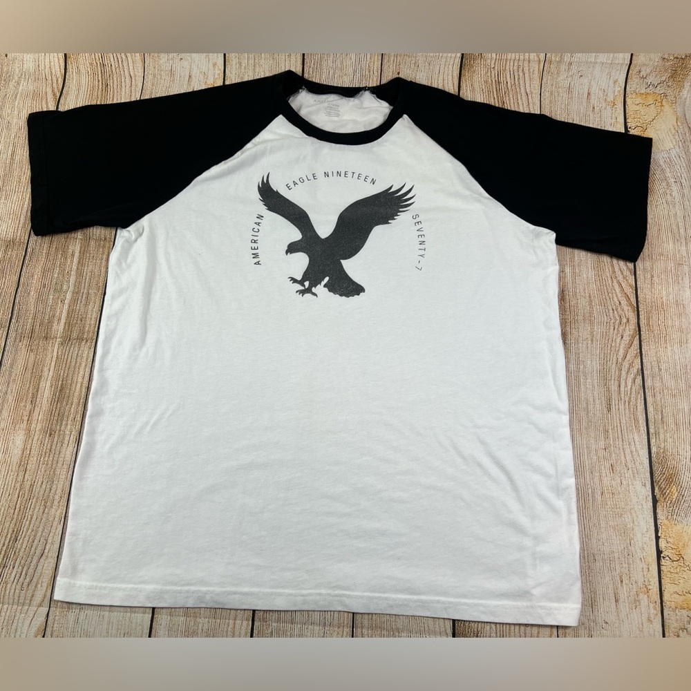 Mens American Eagle T Shirt Standard Fit Black White XL